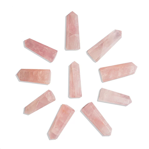 10 Mini Pontinha Quartzo Rosa Pedra Extra Natural 25 a 35mm Atacado