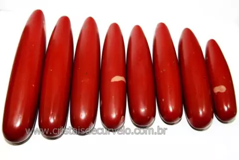 20 Massageador Roliço Jaspe Vermelho 8 a 12cm Atacado