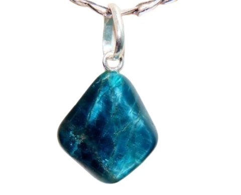 Colar Pedrinha Apatita Azul Montagem Prateado