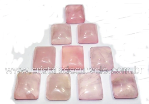 10 Retangulo Cabochao pra Pingente Pedra Quartzo Rosa Furado Calibrado 15 x 20 MM