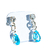 Conjunto Colar e Brinco Gota Zircônia Topázio Azul Prata 925