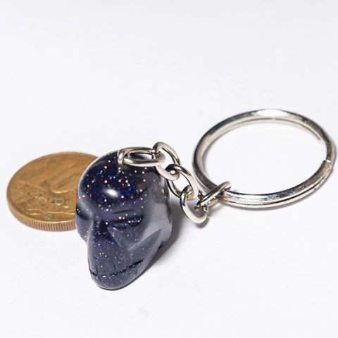 Chaveiro Crânio Pedra Estrela Corrente Prateado Caveirinha