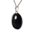 Colar Cabochão Oval Pedra Quartzo Preto 22mm Pino Prata 950 na internet