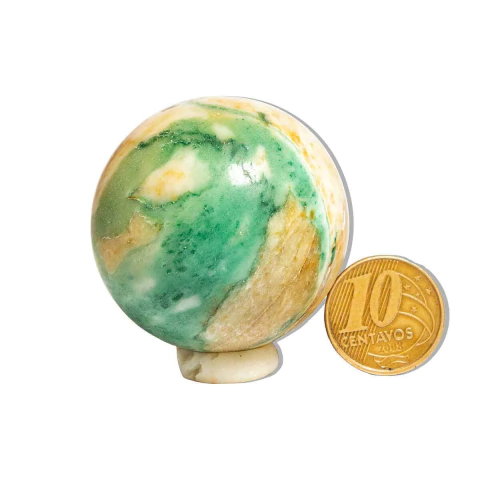 01 Esfera Jade Verde Lapidado 80 a 130g Aprox 4cm Tipo C