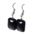 Brinco Retangular Pedra Obsidiana Negra Anzol Prateado - comprar online