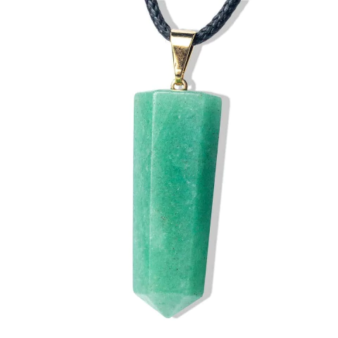 Colar Pontinha Pedra Quartzo Verde Presilha e Pino Dourado