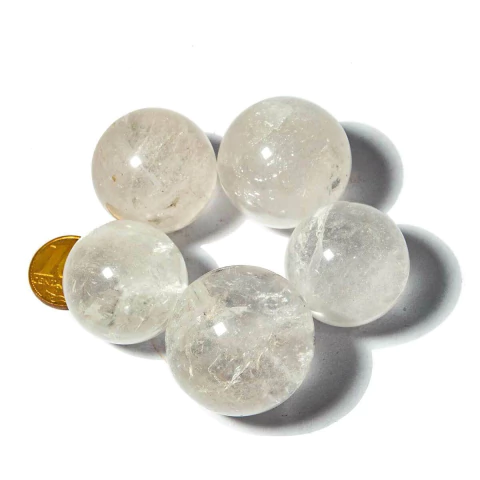 05 Bola Cristal Quartzo Semi Transparente 25 a 30mm Tipo B ATACADO