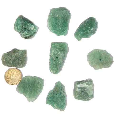 05 Cascalho Quartzo Verde Natural Furo Central 20 a 30mm