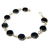 Pulseira Disco Pedra Obsidiana Negra Ranhurado Dourado
