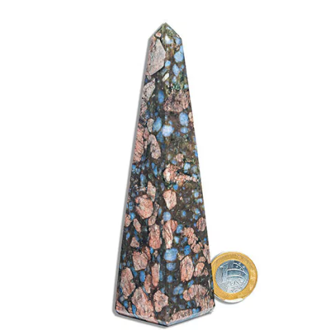 Obelisco Riolita Rosa Natural Lapidação Manual 14 a 15cm