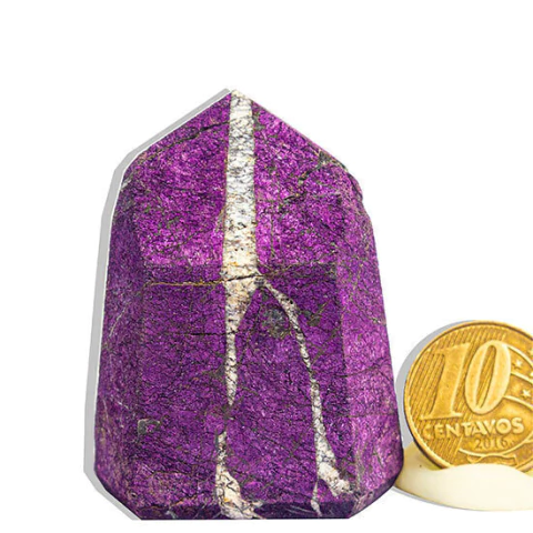 Ponta Purpurita Sextavado Pedra Natural Lapidado 4cm a 5cm
