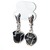 01 Brinco Cesta Amarrada Pedra Obsidiana Negra Prateado - loja online