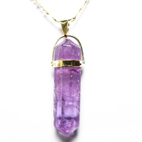 Colar Bi Terminado Ametista Envolto Dourado