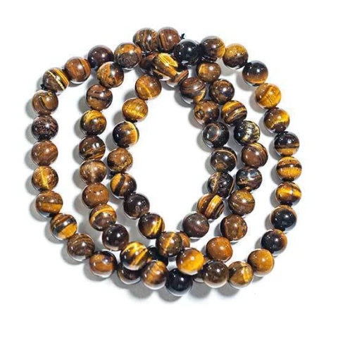 Pulseira Bolinha Olho de Tigre Fio de Silicone 8mm Fio Silicone Elastico