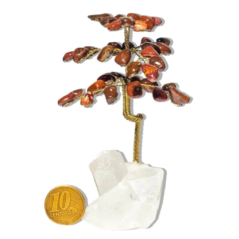 Árvore Felicidade Jaspe Vermelho na Drusa Pedra Natural