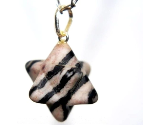 Colar Merkabahr Pedra Jaspe Net Pedra Natural Pino Prata 950