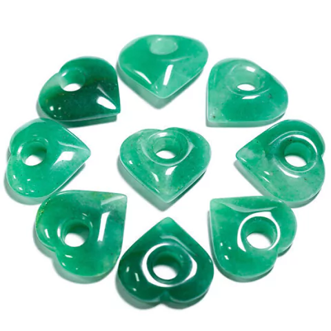 05 Pingente coração Pedra Pi Quartzo Verde de Garimpo ATACADO