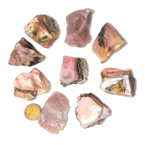 10 Opala Rosa Natural Pedra Bruta 30 a 60mm 25 a 50g