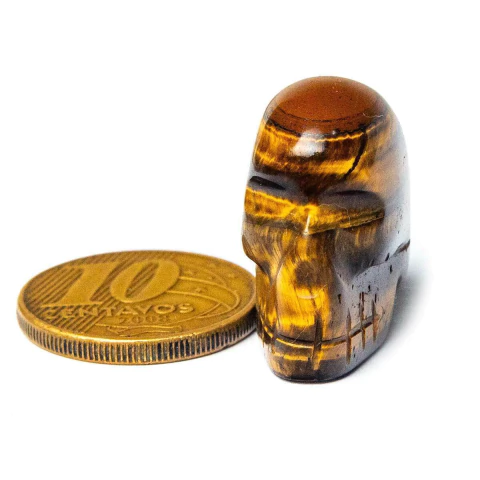 Crânio Não Pingente Olho de Tigre Esculpido Natural Pequeno