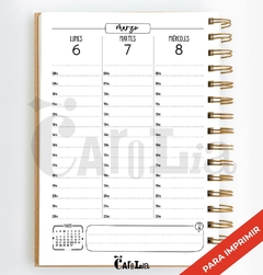 Preventa Agenda semanal 2026 - modelo vertical con horario - imprimible (PDF) - comprar online