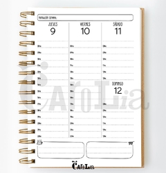 Imagen de Preventa Agenda semanal 2026 - modelo vertical con horario - imprimible (PDF)