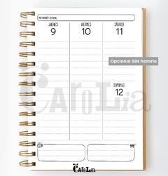 Preventa Agenda semanal 2026 - modelo vertical con horario - imprimible (PDF)