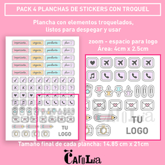 Stickers (pack x 4 planchas A5) con tu logo - Modelo Candy - impresos - comprar online