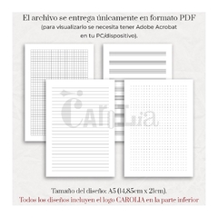 Imagen de Pack hojas rayadas/punteadas lettering - modelo neutro - imprimible (PDF)