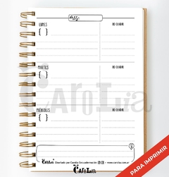 Planner semanal perpetuo - modelo horizontal neutro - imprimible (PDF)
