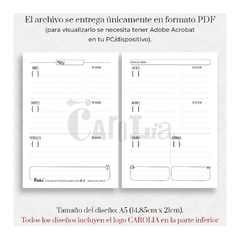Planner semanal perpetuo - modelo horizontal neutro - imprimible (PDF) - Carolia