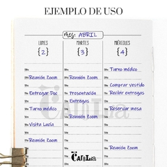 Imagen de Agenda semanal perpetua - modelo Vertical con horario - imprimible (PDF)