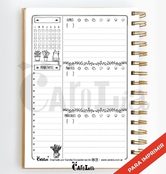 Agenda semanal perpetua - modelo Botánica - imprimible (PDF)
