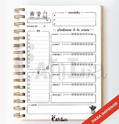 Agenda semanal compacta perpetua - Botánica - imprimible (PDF)