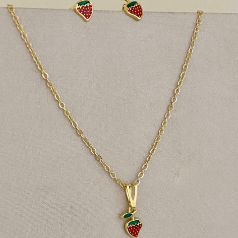 COD8479 CONJUNTO INFANTIL MINI MORANGO DOURADO