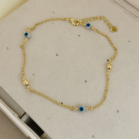 COD8162 TORNOZELEIRA FIVE OLHO GREGO DOURADO