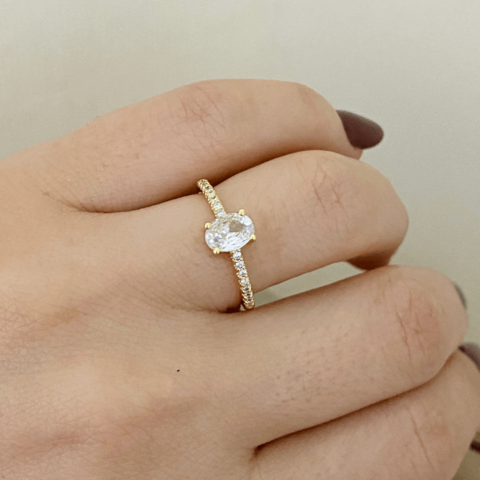 COD8393 ANEL CRISTAL + ZIRCÔNIA PREMIUM DOURADO