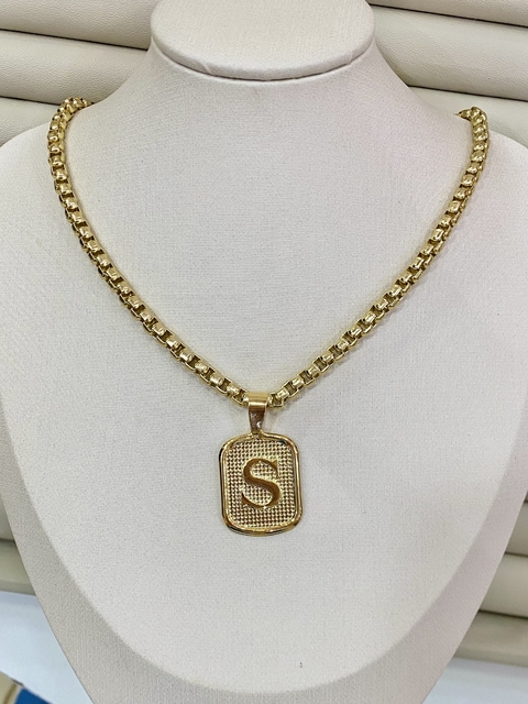 COLAR INICIAL VENEZIANA GROSSA PLAUINHA - comprar online