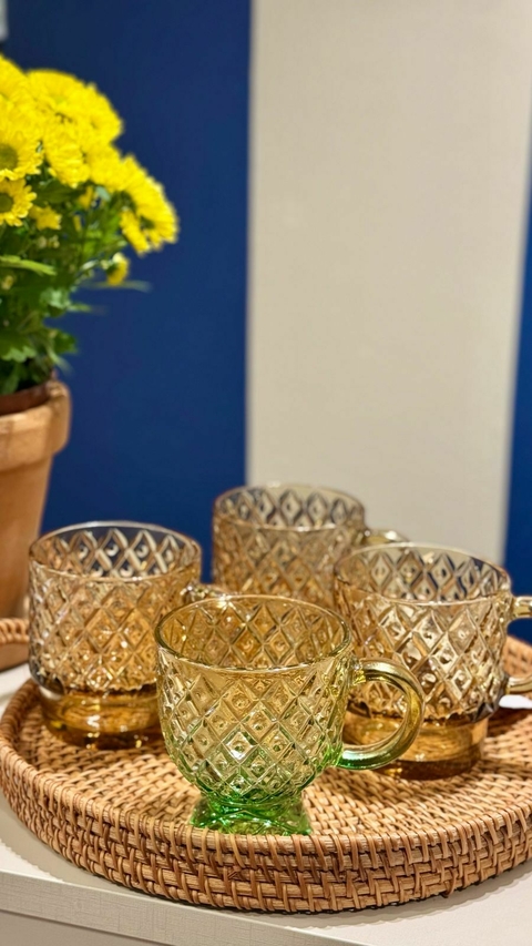 Conjunto 4 xícaras abacaxi