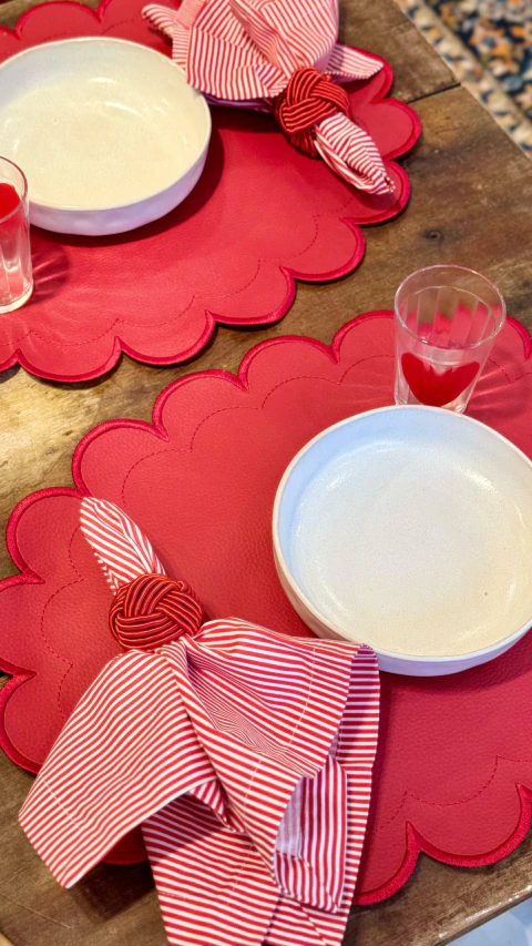 Jogo americano courino vermelho