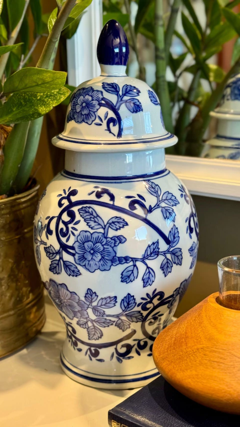 Potiche GG porcelana zul