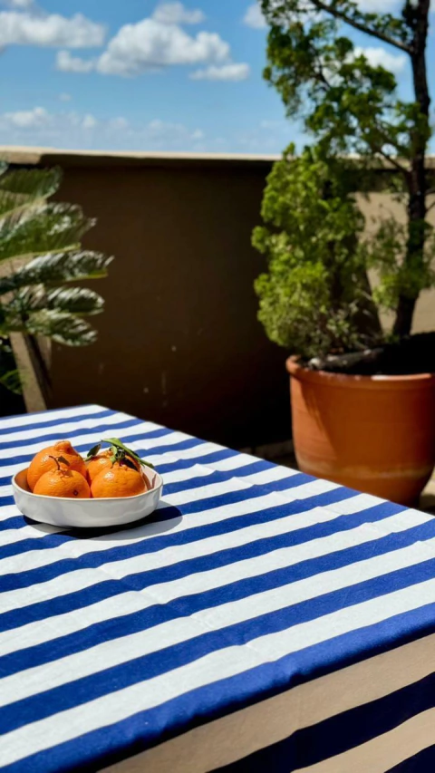 Toalha de mesa listrada azul - comprar online