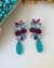 Conjunto Amélia em Pedraria azul tiffany e roxo - tytasemijoias