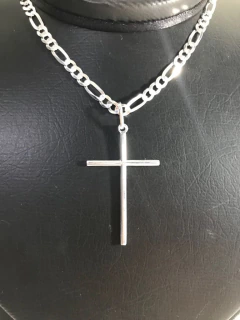 Corrente Prata Maciça 925 Masculina 60 Cm C/crucifixo Palito - comprar online
