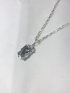 Corrente Prata Maciça 925 Bloco 70cm Ping. Face Cristo - Lojas La&Ny