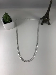 Corrente Cordão Grossa Prata Maciça 925 Grumet Flat 60 Cm - loja online