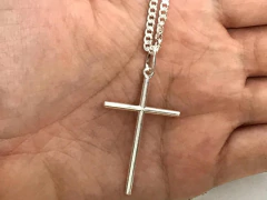 Corrente Grumet Prata Legitma 925 Grumet 80cm Crucifixo - loja online