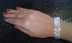 Pulseira Trançada Feminina Prata 925 10 Fios 19 Cm X16 Mm - loja online