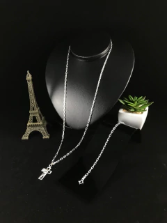 Conj.corrente Pulseira Prata Maciça 925 Bloco 65cm 20cm - loja online