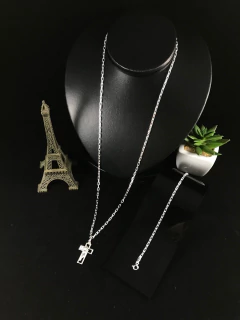 Imagem do Conj.corrente Pulseira Prata Maciça 925 Bloco 65cm 20cm