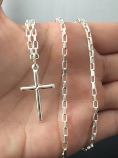 Corrente Cordão Prata Maciça 925 Bloco 70 Cm Pingente - comprar online